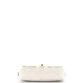 Chanel Crystal Pearls Chain Flap Bag Quilted Calfskin Small