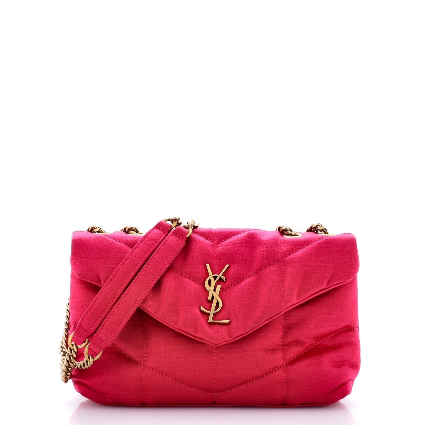 Saint Laurent Loulou Shoulder Bag Matelasse Chevron Satin Toy