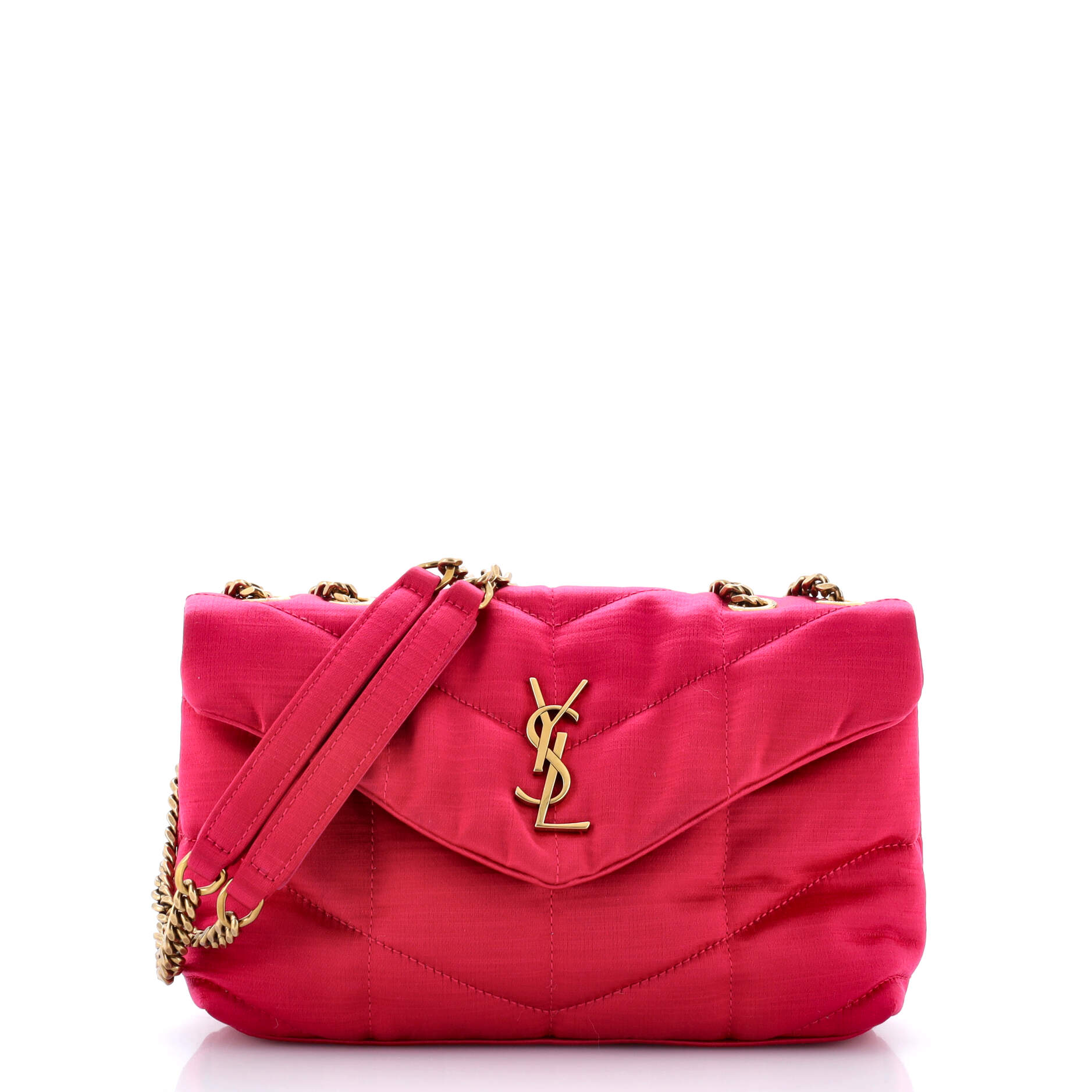 Saint Laurent Loulou Shoulder Bag Matelasse Chevron Satin Toy