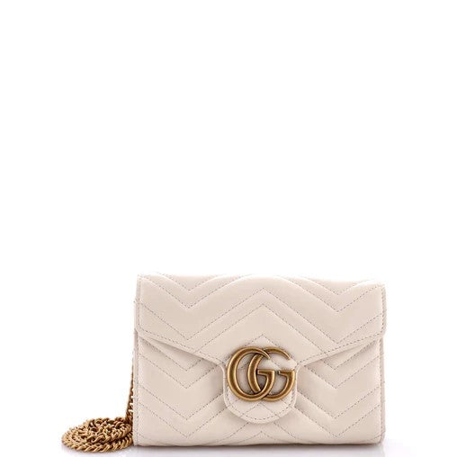 Gucci GG Marmont Chain Wallet Matelasse Leather Mini