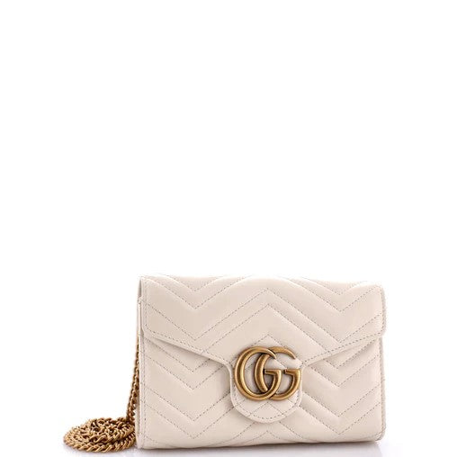 Gucci GG Marmont Chain Wallet Matelasse Leather Mini