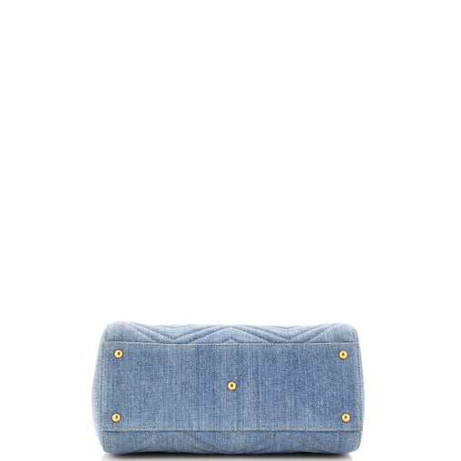 Gucci Pearly GG Marmont Tote Matelasse Denim Small
