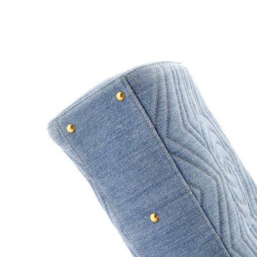 Gucci Pearly GG Marmont Tote Matelasse Denim Small