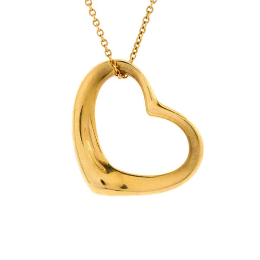 Tiffany & Co. Elsa Peretti Open Heart Pendant Necklace 18K Yellow Gold 22mm