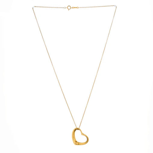 Tiffany & Co. Elsa Peretti Open Heart Pendant Necklace 18K Yellow Gold 22mm