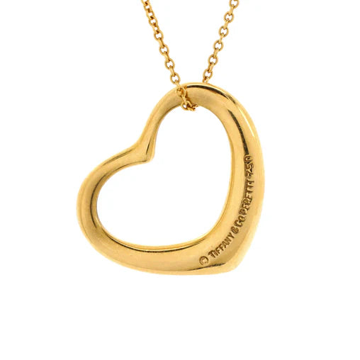 Tiffany & Co. Elsa Peretti Open Heart Pendant Necklace 18K Yellow Gold 22mm