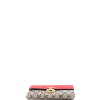 Gucci Padlock Continental Chain Wallet GG Coated Canvas and Leather Long