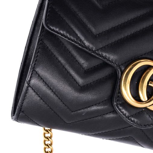 Gucci GG Marmont Chain Wallet Matelasse Leather Mini