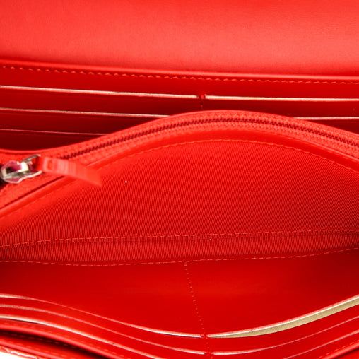 Chanel CC Gusset Flap Wallet Chevron Patent Long