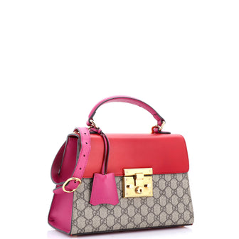 Gucci Padlock Top Handle Bag GG Coated Canvas and Leather Small