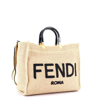 Fendi Sunshine Shopper Tote Woven Raffia Medium