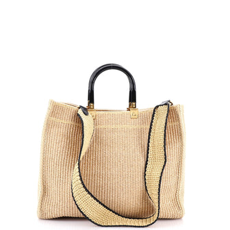Fendi Sunshine Shopper Tote Woven Raffia Medium