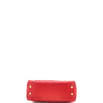 Chanel Coco Top Handle Bag Quilted Caviar with Lizard Embossed Handle Mini