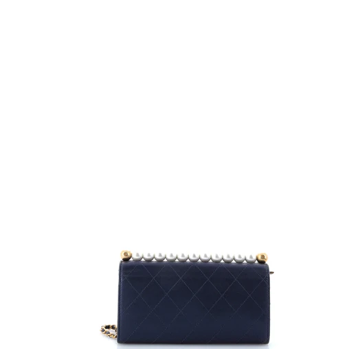 Chanel Chic Pearls Clutch with Chain Quilted Goatskin
