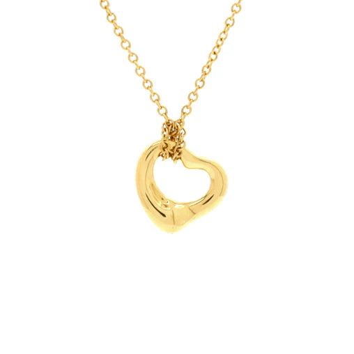 Tiffany & Co. Elsa Peretti Open Heart Pendant Necklace 18K Yellow Gold 11mm