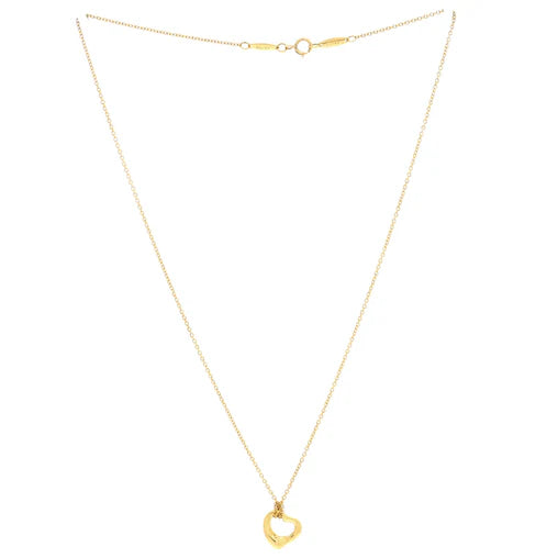 Tiffany & Co. Elsa Peretti Open Heart Pendant Necklace 18K Yellow Gold 11mm