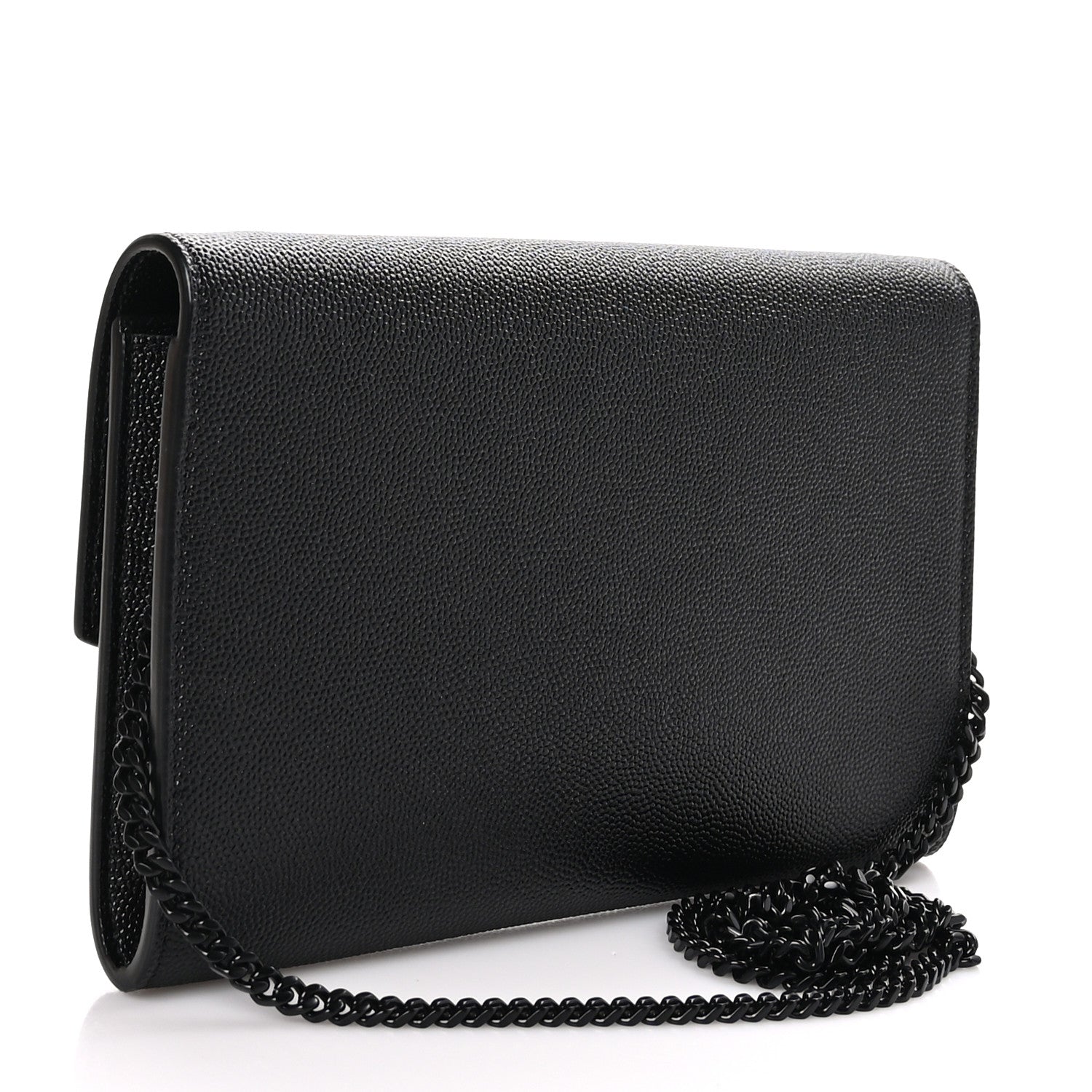 Saint Laurent  Grain de Poudre Uptown Chain Wallet Black