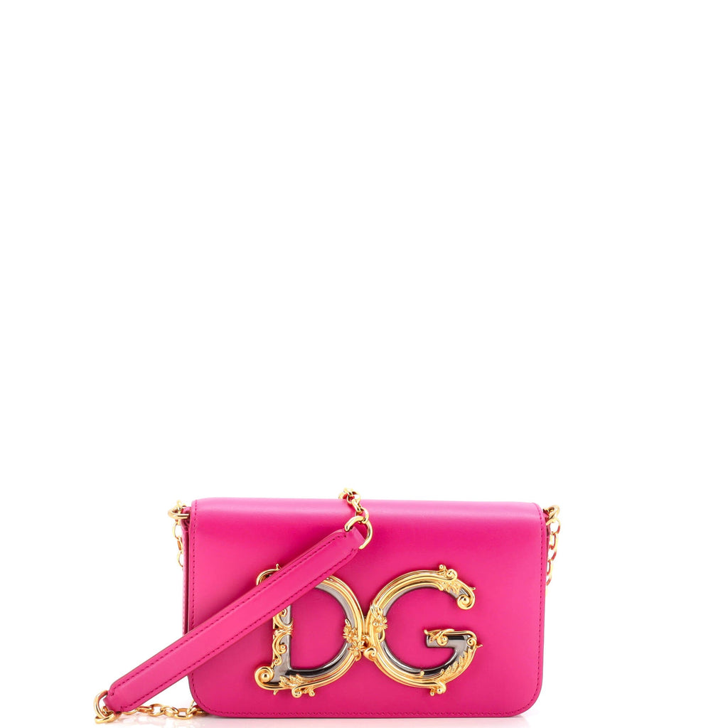 Dolce & Gabbana DG Girls Flap Bag Embellished Leather Small