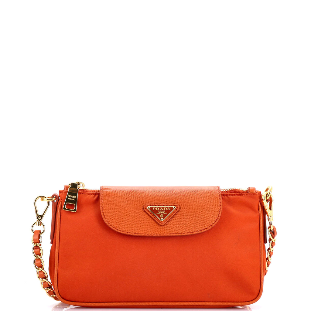 Prada Chain Crossbody Bag Tessuto and Saffiano Leather Small