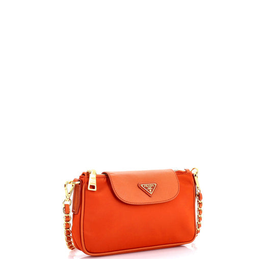 Prada Chain Crossbody Bag Tessuto and Saffiano Leather Small