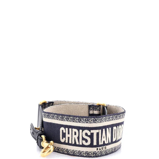 Christian Dior Logo Shoulder Strap Embroidered Canvas