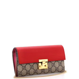 Gucci Padlock Continental Chain Wallet GG Coated Canvas and Leather Long