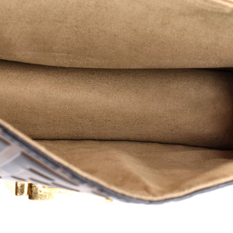 Fendi Kan U Shoulder Bag Zucca Embossed Leather Small