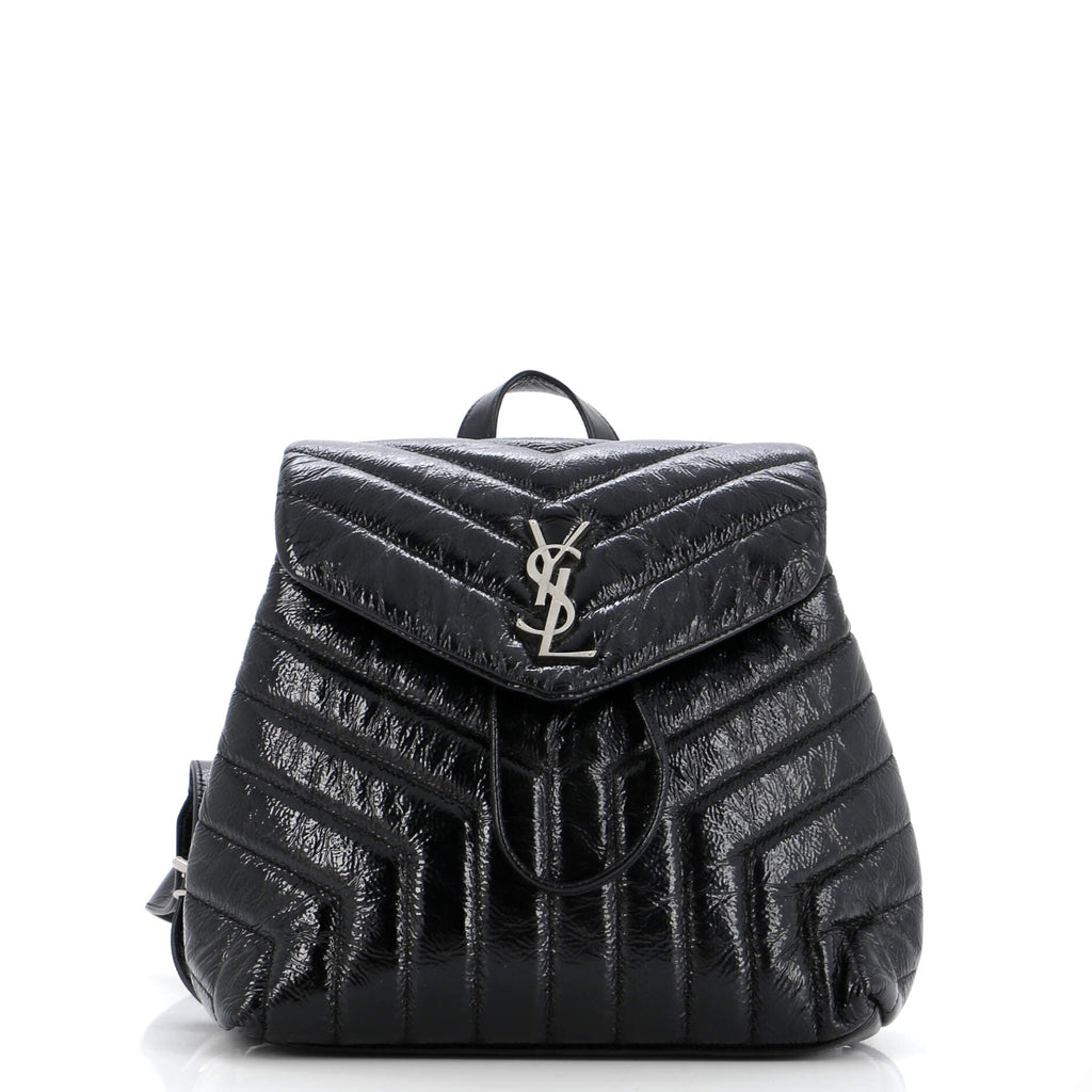 Saint Laurent LouLou Backpack Matelasse Chevron Patent Small