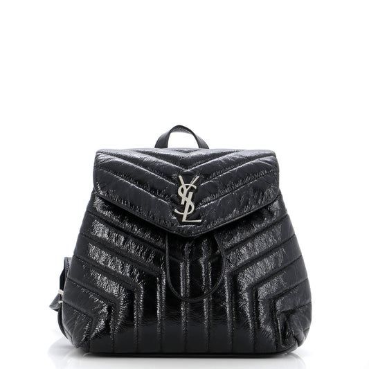 Saint Laurent LouLou Backpack Matelasse Chevron Patent Small
