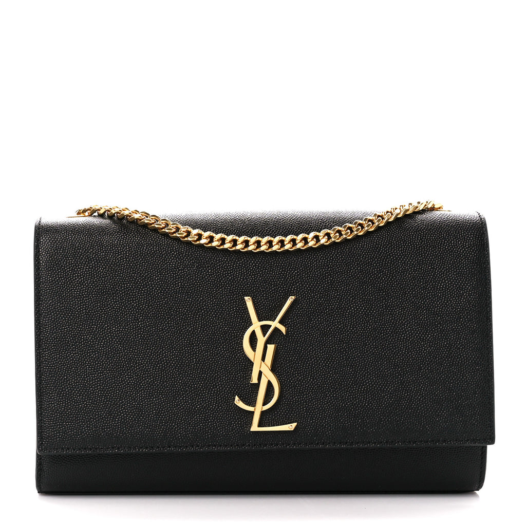 Saint Laurent Black Grain De Poudre Medium Kate Chain Bag