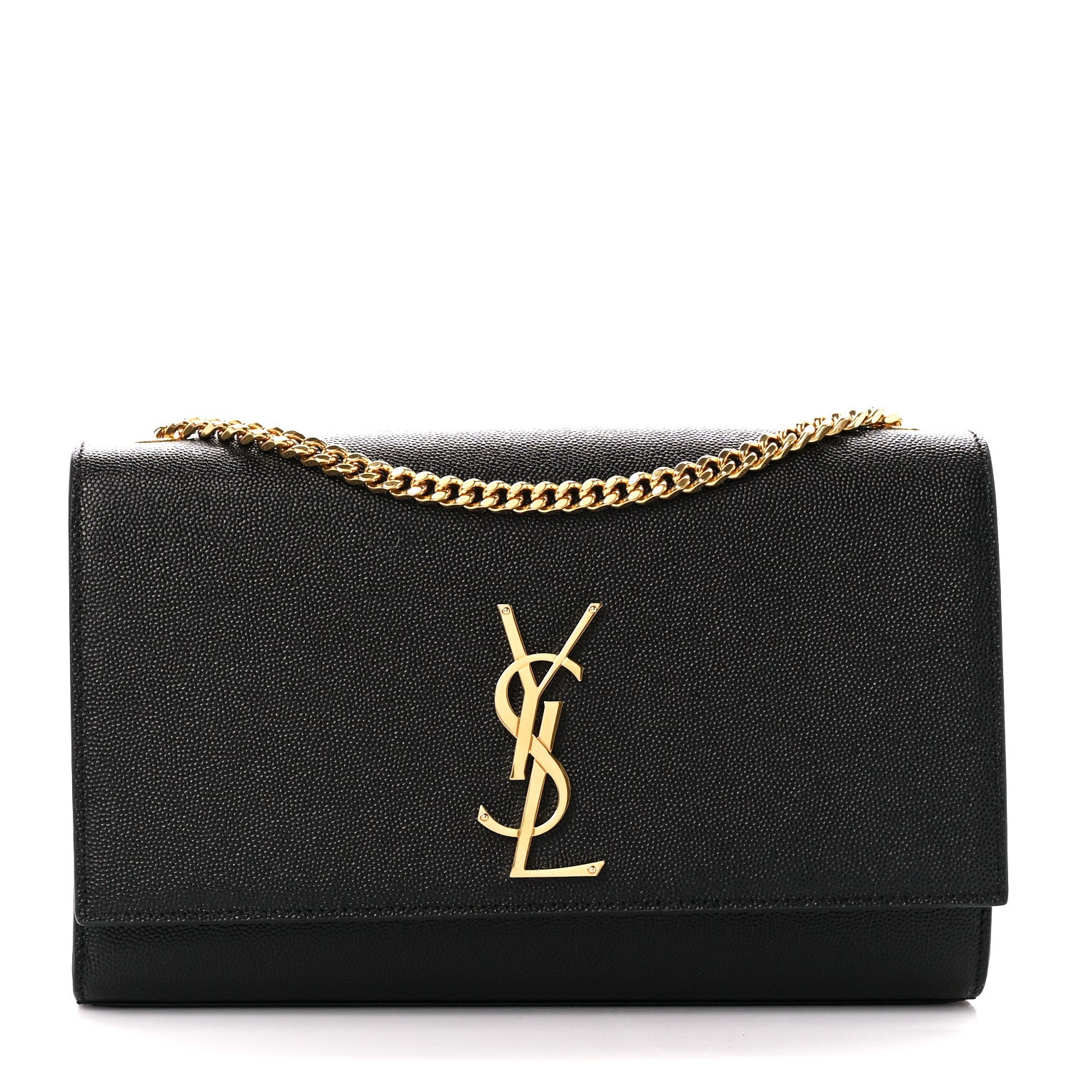 Saint Laurent Black Grain De Poudre Medium Kate Chain Bag