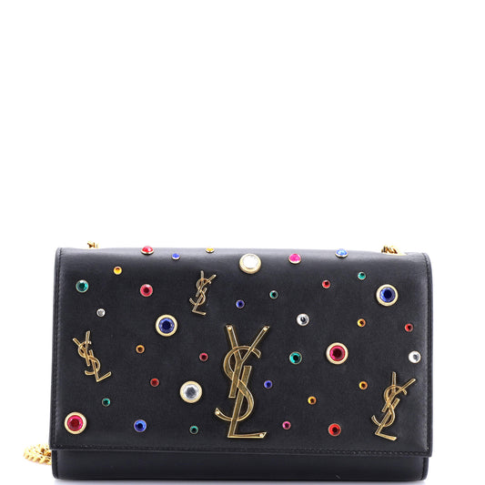 Saint Laurent Classic Monogram Crossbody Bag Embellished Leather Medium