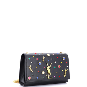 Saint Laurent Classic Monogram Crossbody Bag Embellished Leather Medium