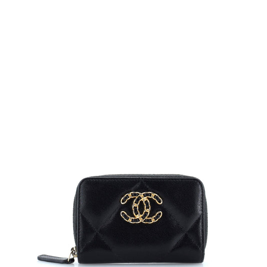 Chanel 19 Zip Coin Purse Quilted Leather