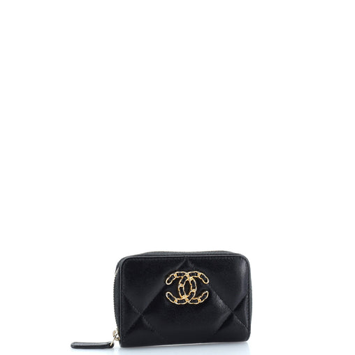 Chanel 19 Zip Coin Purse Quilted Leather