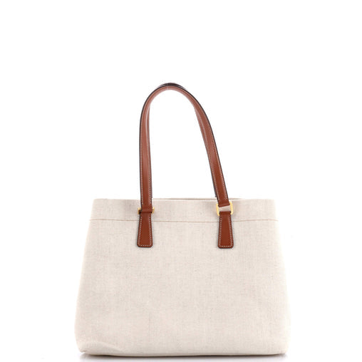 Prada Logo Open Tote Canvas with Leather Medium