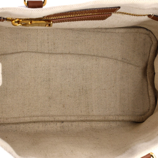 Prada Logo Open Tote Canvas with Leather Medium