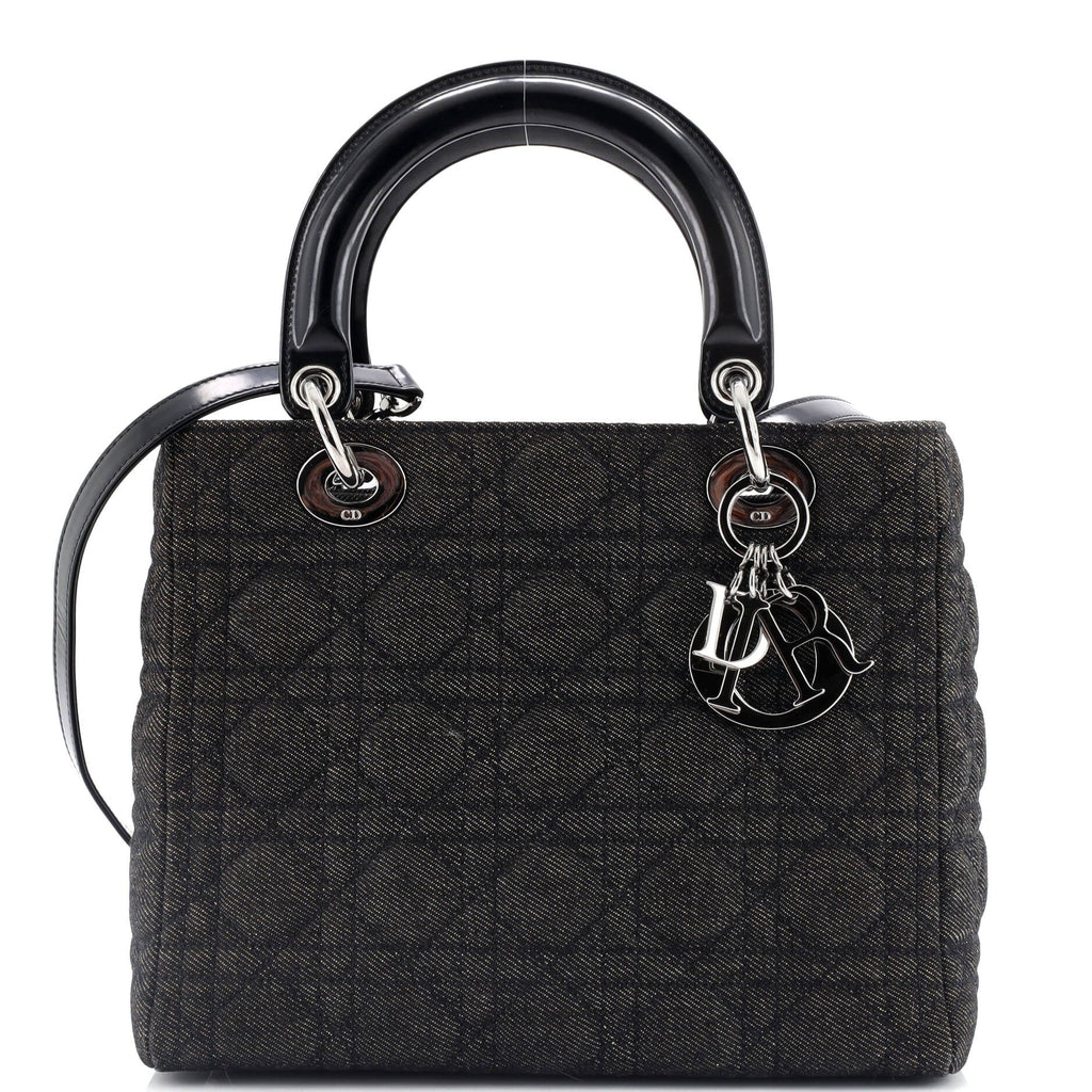 Christian Dior Lady Dior Bag Cannage Quilt Denim Medium