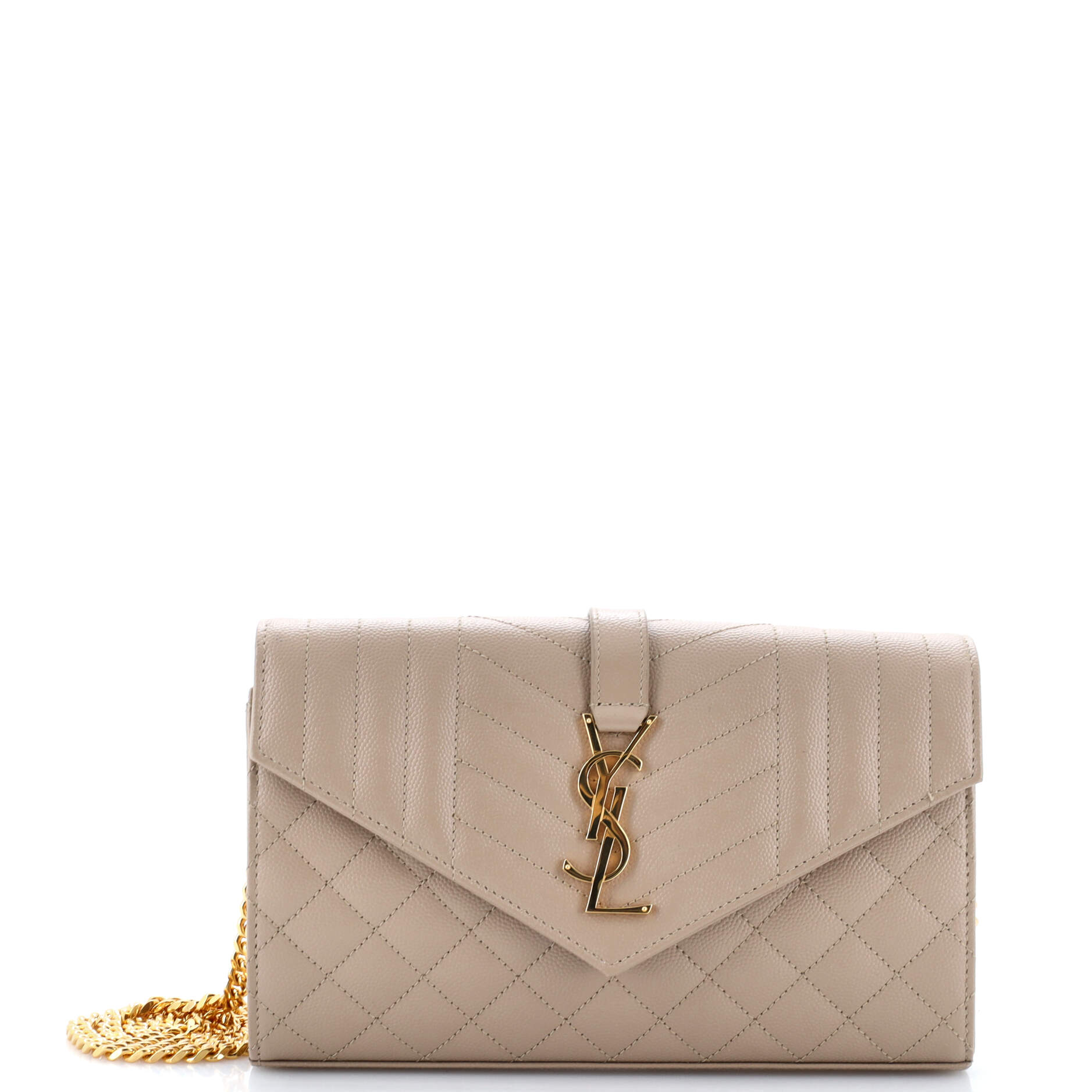 Saint Laurent Classic Monogram Chain Wallet Mixed Matelasse Leather Medium