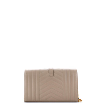 Saint Laurent Classic Monogram Chain Wallet Mixed Matelasse Leather Medium