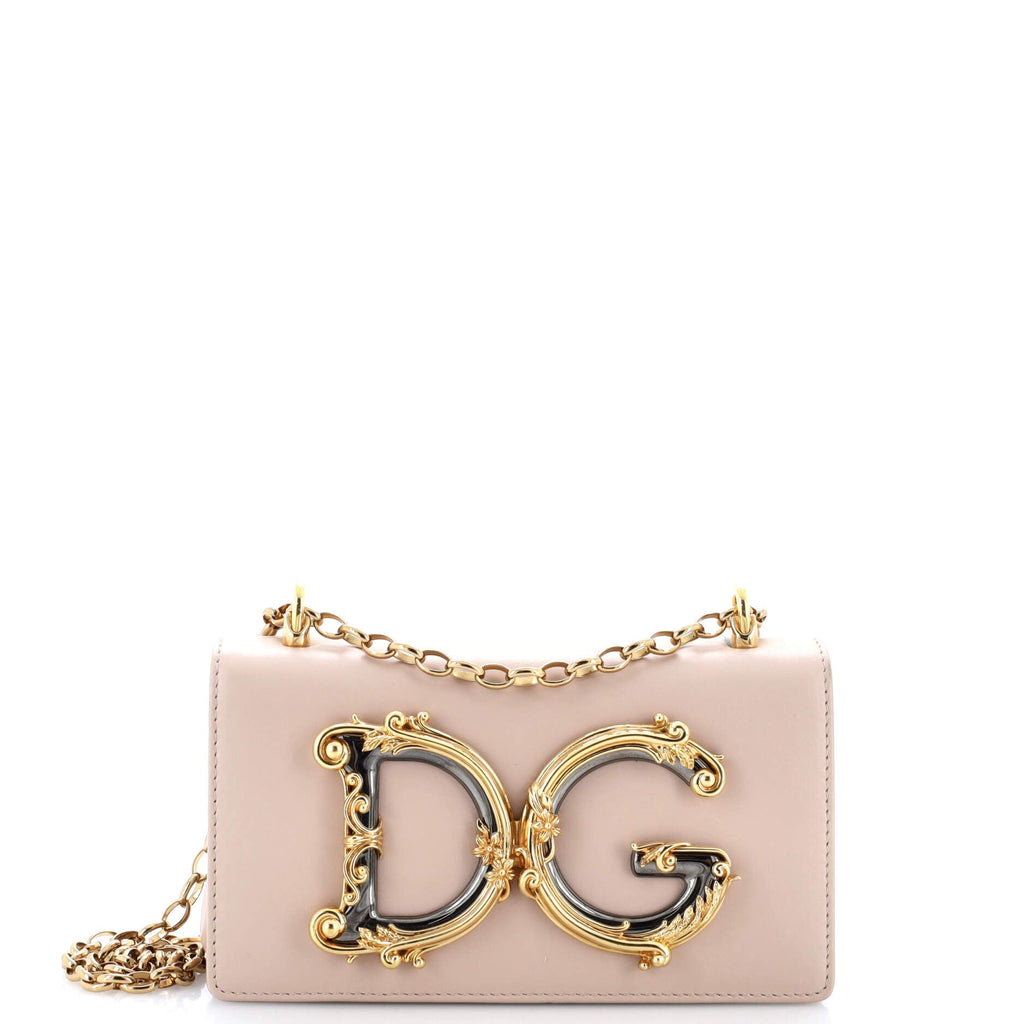 Dolce & Gabbana DG Girls Flap Bag Embellished Leather Small
