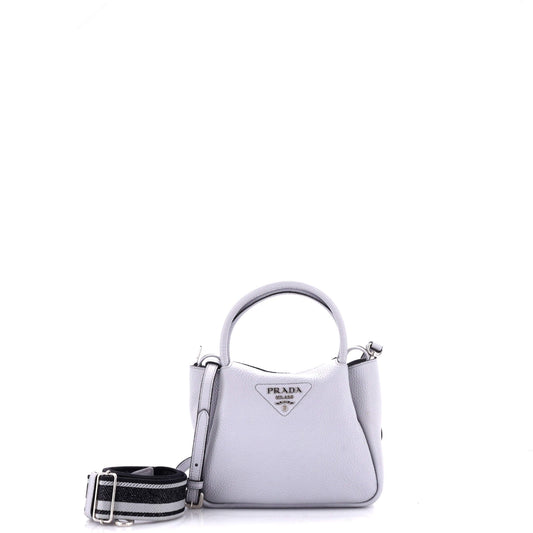 Prada Flou Zipped Top Handle Bag Vitello Daino Small