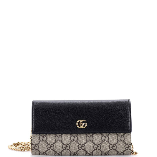 Gucci GG Marmont Continental Chain Wallet GG Coated Canvas and Leather