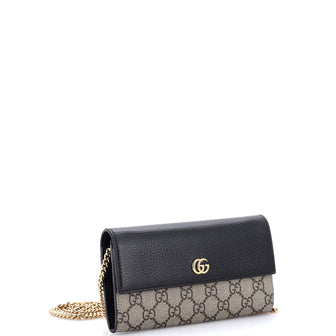 Gucci GG Marmont Continental Chain Wallet GG Coated Canvas and Leather