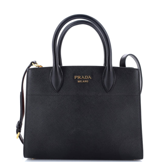 Prada Bibliotheque Tote Saffiano with City Calf Small