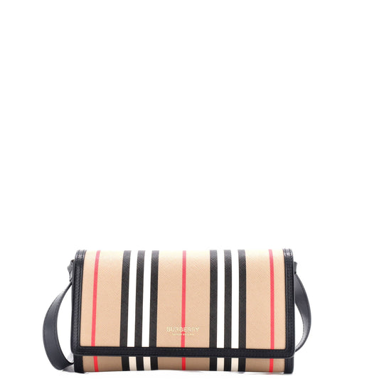 Burberry Hannah Wallet on Strap Icon Stripe E-Canvas