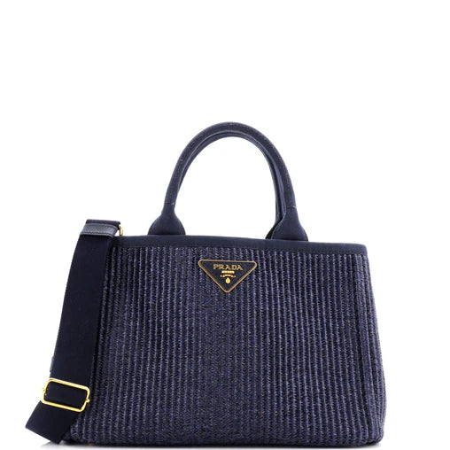 Prada Canapa Convertible Tote Raffia Mini