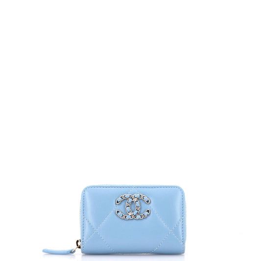 Chanel 19 Zip Coin Purse Quilted Leather
