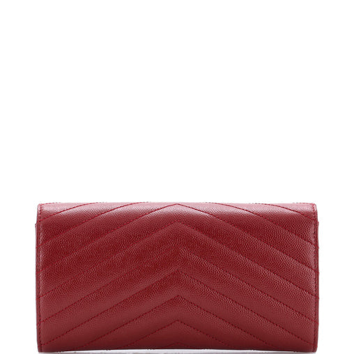 Saint Laurent Classic Monogram Flap Wallet Matelasse Chevron Leather Large