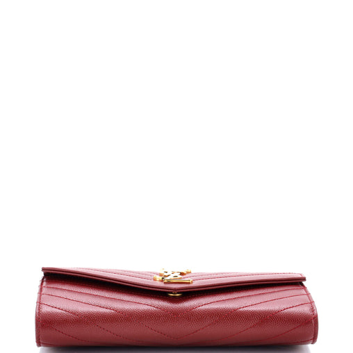 Saint Laurent Classic Monogram Flap Wallet Matelasse Chevron Leather Large